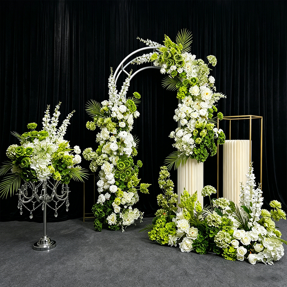 Wedding Event Supply - Luxury White Green Arrangement Wedding Backdrop