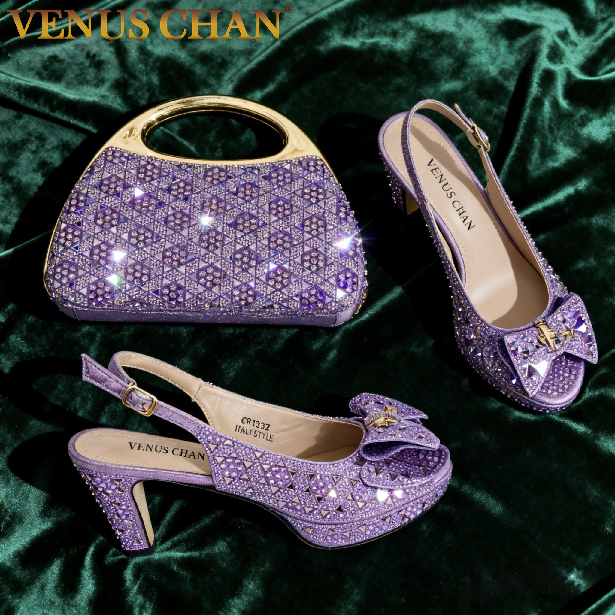Wedding Vendor - Chic Light Purple Rhinestone Peep-Toe High
