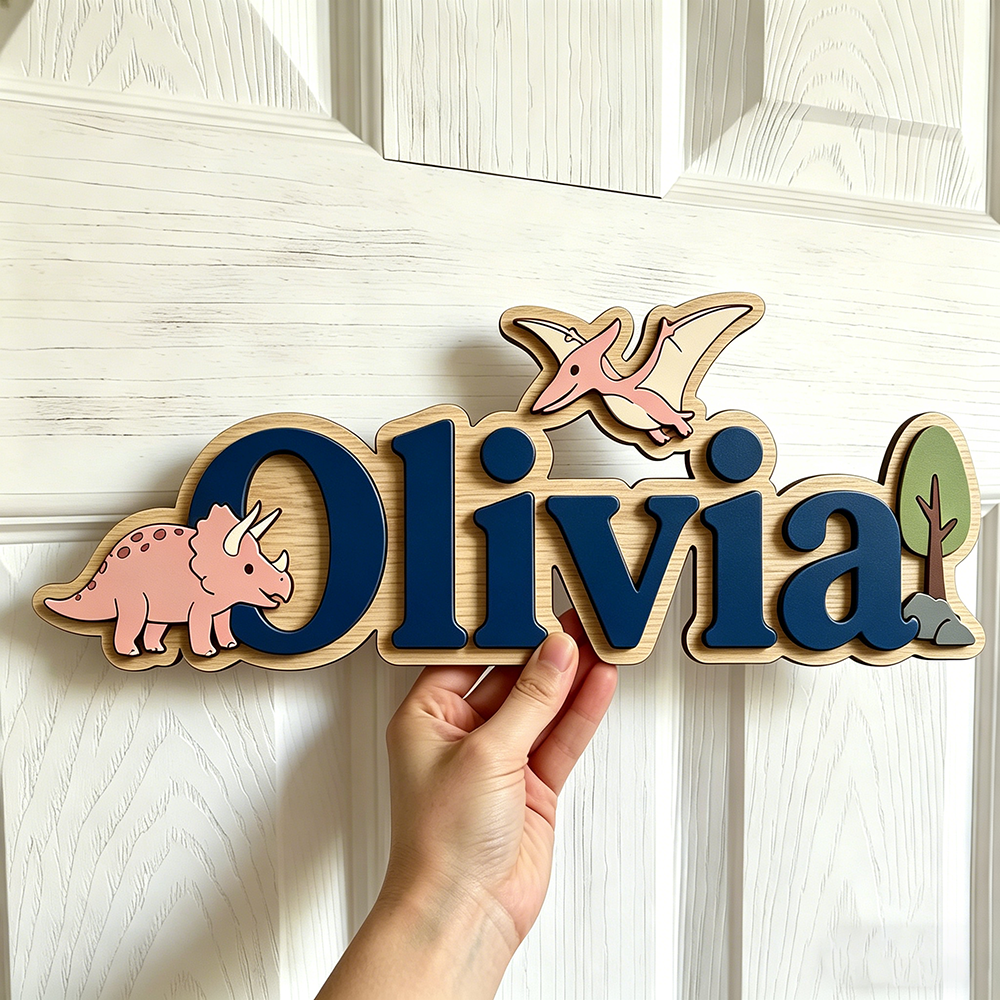 Wedding Party Supply - Personalized Dinosaur Name Sign for The