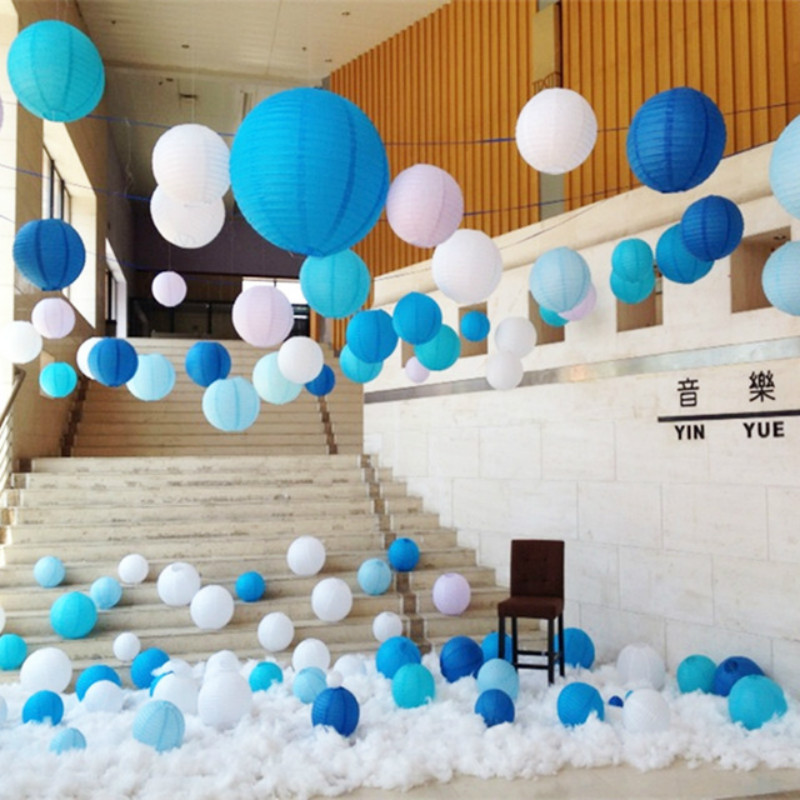 Wedding Event Supply - Blue Color China Paper Lanterns 15cm