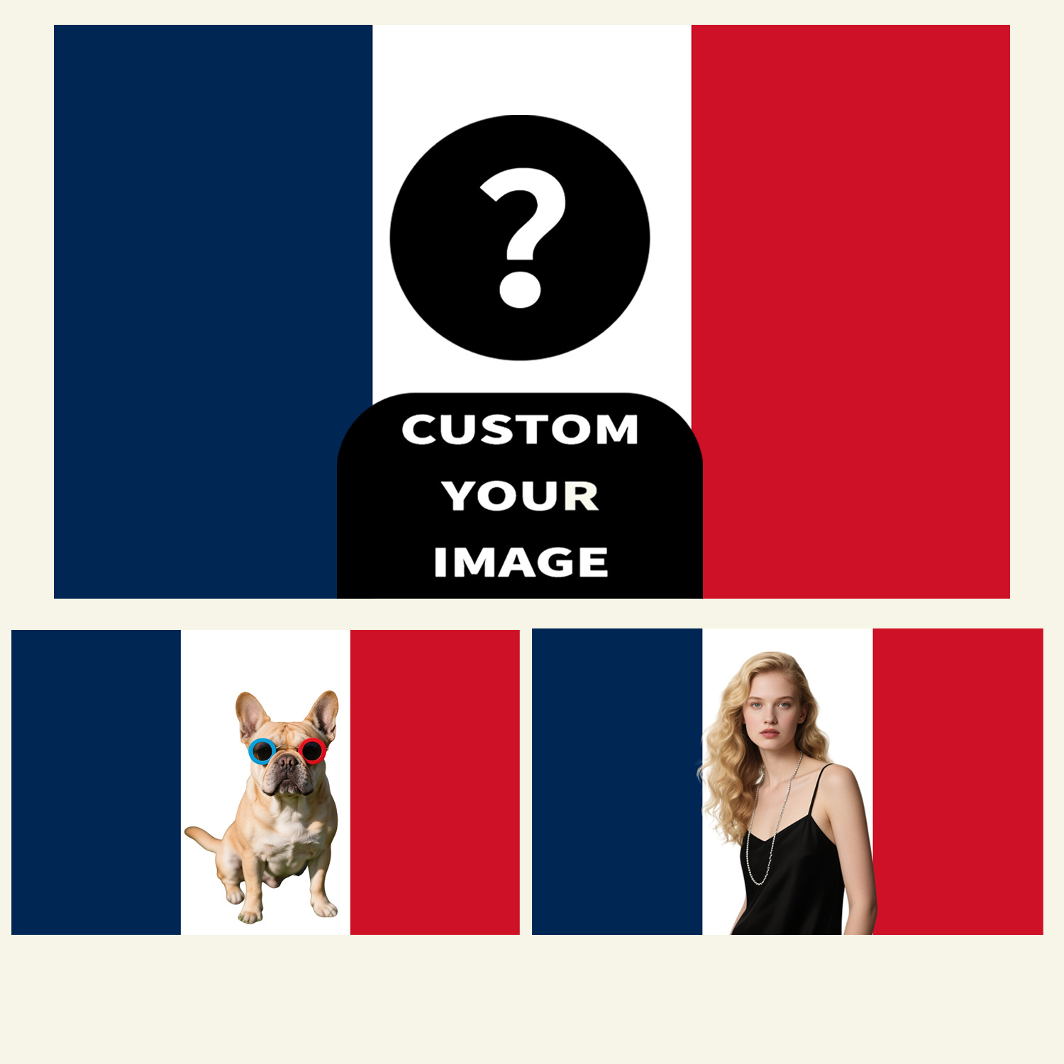 Wedding Party Supply - 1pc 2D FLAT Personalize France/French Flag