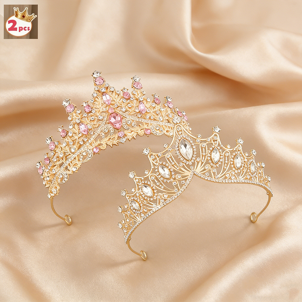 Wedding Party Supply - Luxurious Sweet Rainbow Crystal Crown Set