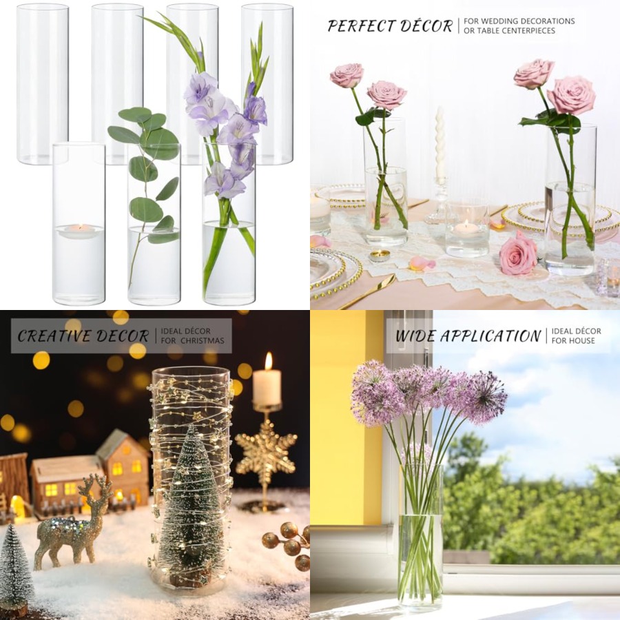 Centerpiece Vase Tall - Pcs Glass Cylinder Vase for Centerpieces