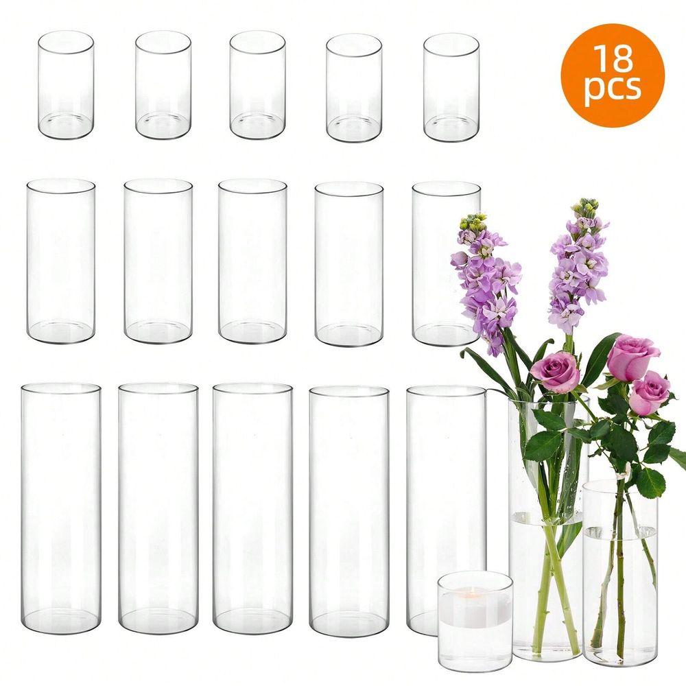 Centerpiece Vase Tall - 18 24pcs Clear Glass Cylinder Vases,