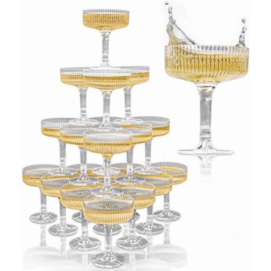 Champagne Tower Set - PLASTIC Champagne Tower 21-Piece 7oz Plastic