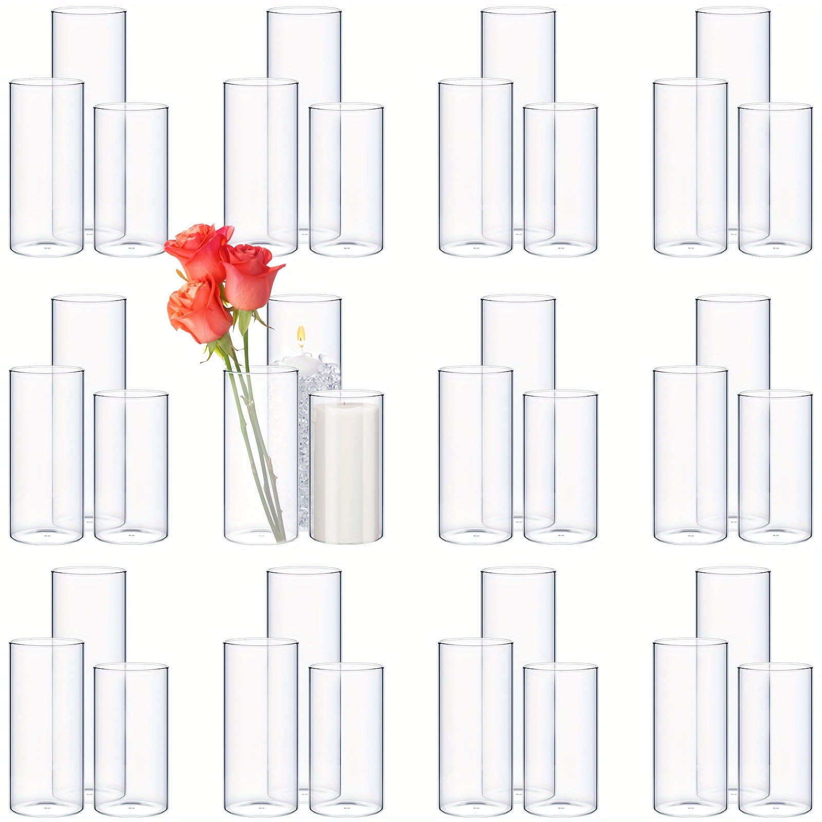 Centerpiece Vase Tall - 36pcs Clear Glass Cylinder Vases Suitable
