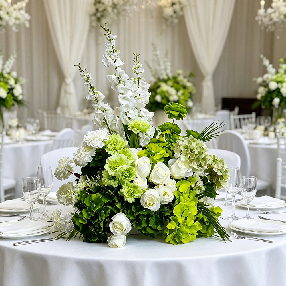 Luxury White Green Arrangement - Wedding Event Supply ulasan dan harga