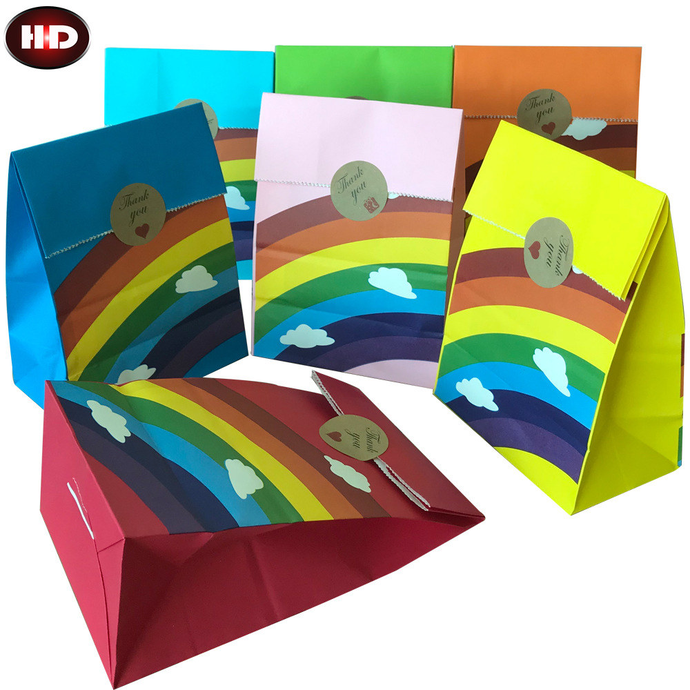 10/20/25pcs kraft rainbow food - Wedding Event Supply ulasan dan harga
