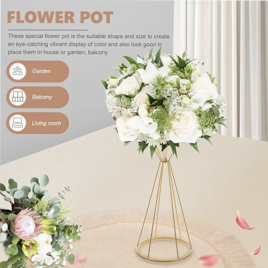 Gold Geometric Flower Stand Mo - Centerpiece Vase Tall ulasan dan harga
