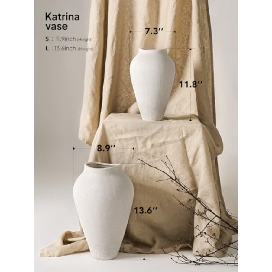 White Ceramic Vase - Large Tal - Centerpiece Vase Tall ulasan dan harga
