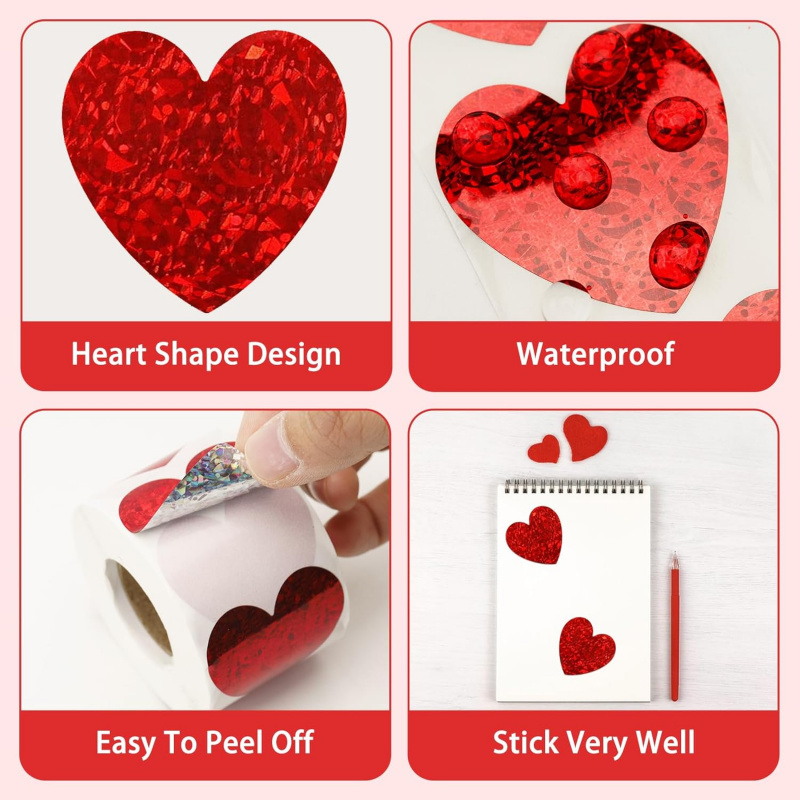 Heart Stickers - 500Pcs Valent - Wedding Envelopes ulasan dan harga