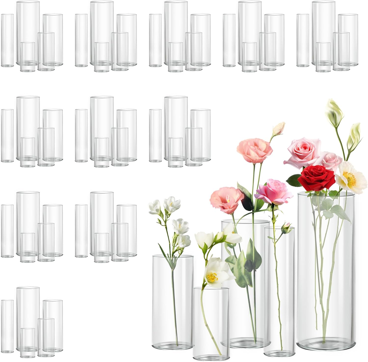 60pcs Clear Glass Vases Bulk,  - Centerpiece Vase Tall ulasan dan harga
