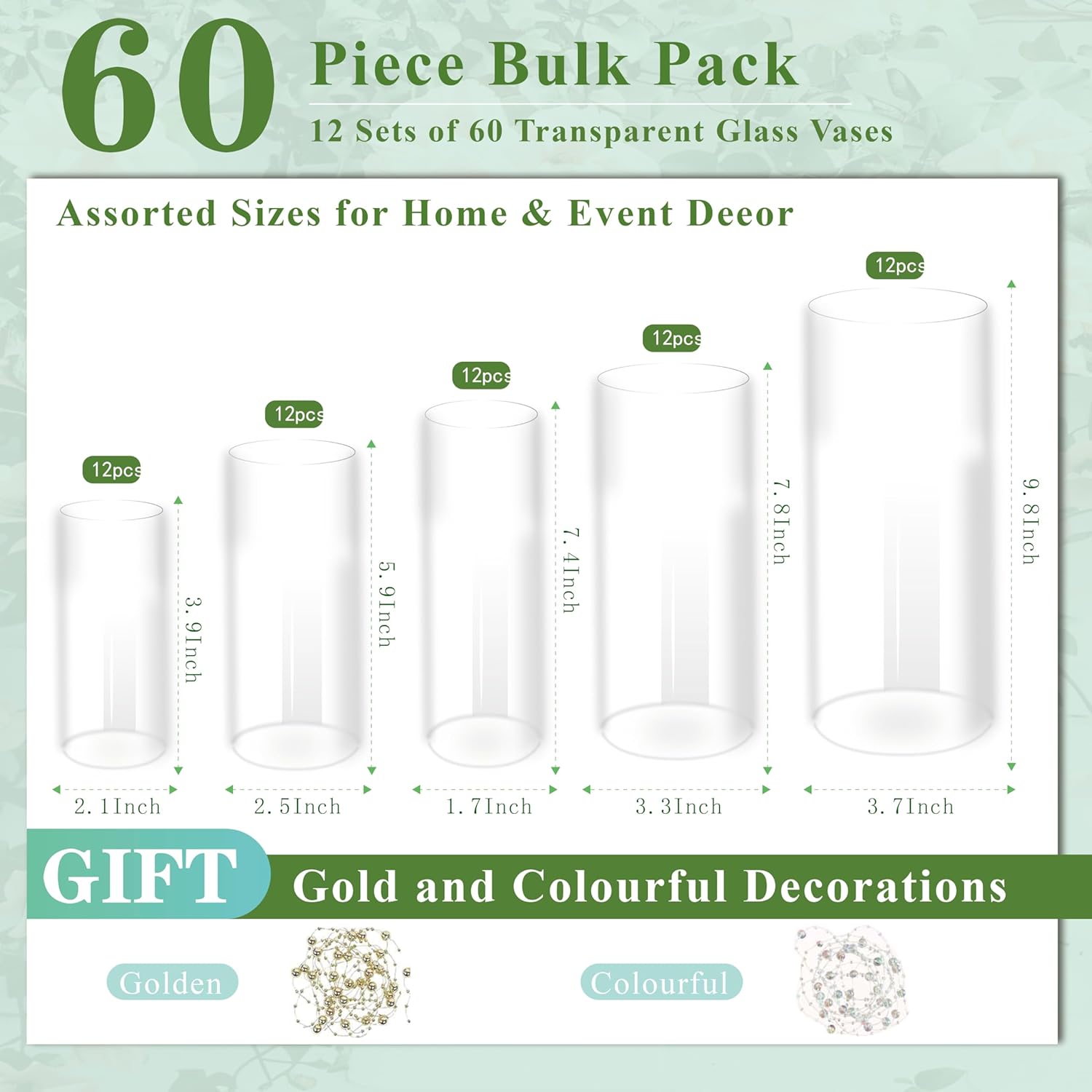 60pcs Clear Glass Vases Bulk,  - Centerpiece Vase Tall ulasan dan harga