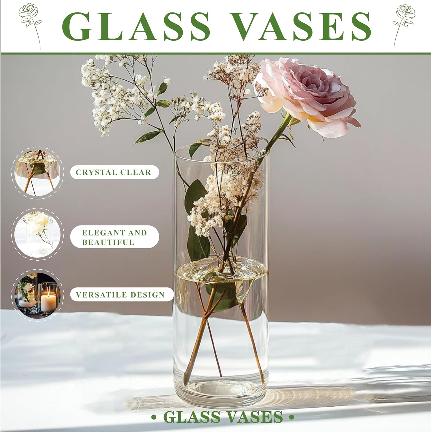 60pcs Clear Glass Vases Bulk,  - Centerpiece Vase Tall ulasan dan harga