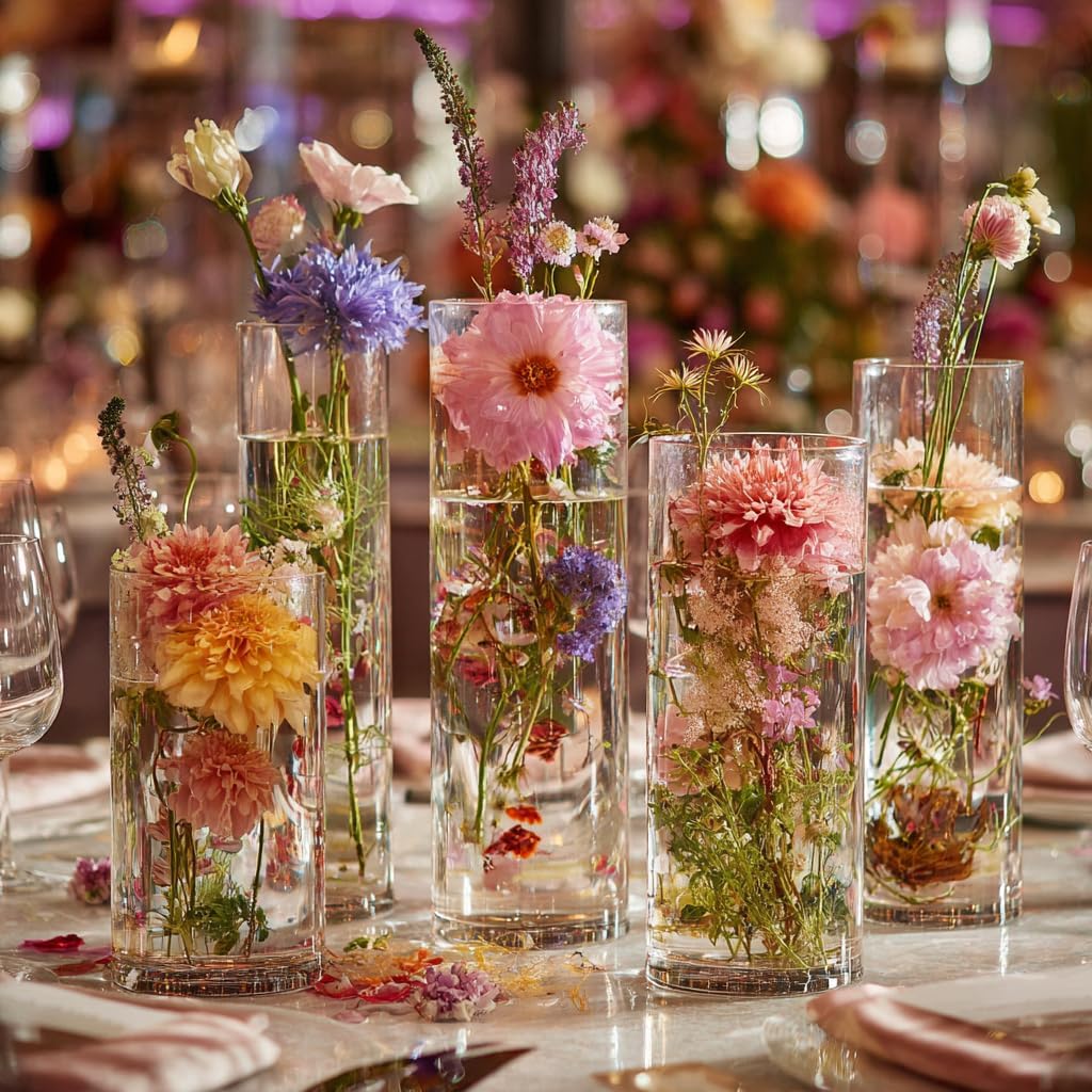 60pcs Clear Glass Vases Bulk,  - Centerpiece Vase Tall ulasan dan harga