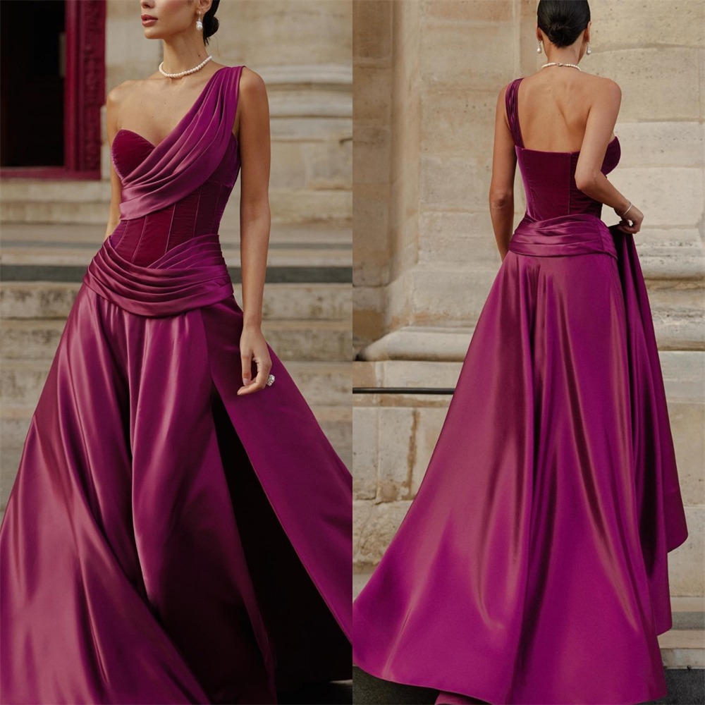 Elegant One Shoulder A Line Ev - Wedding Qb ulasan dan harga