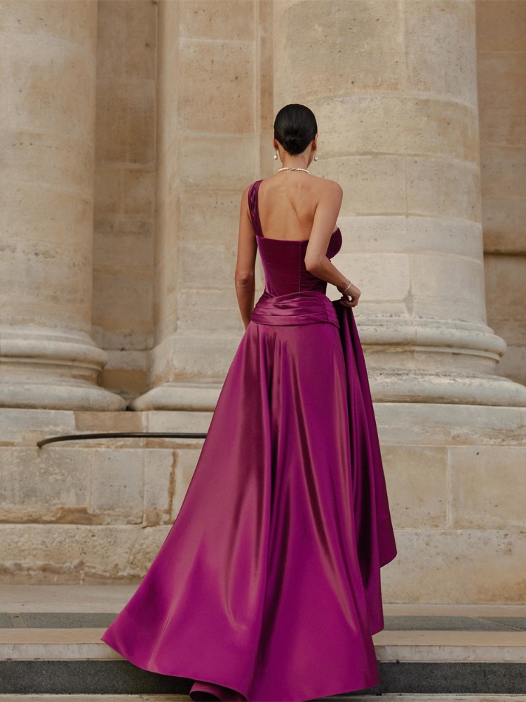 Elegant One Shoulder A Line Ev - Wedding Qb ulasan dan harga