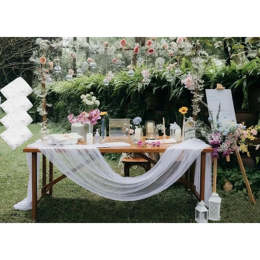 Tablecloths Decor Wedding Tabl - Aisle Runner White ulasan dan harga