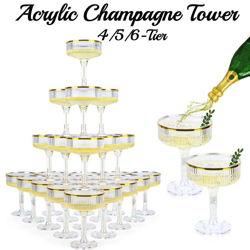 4-6Tier Acrylic Champagne Towe - Champagne Tower Set ulasan dan harga