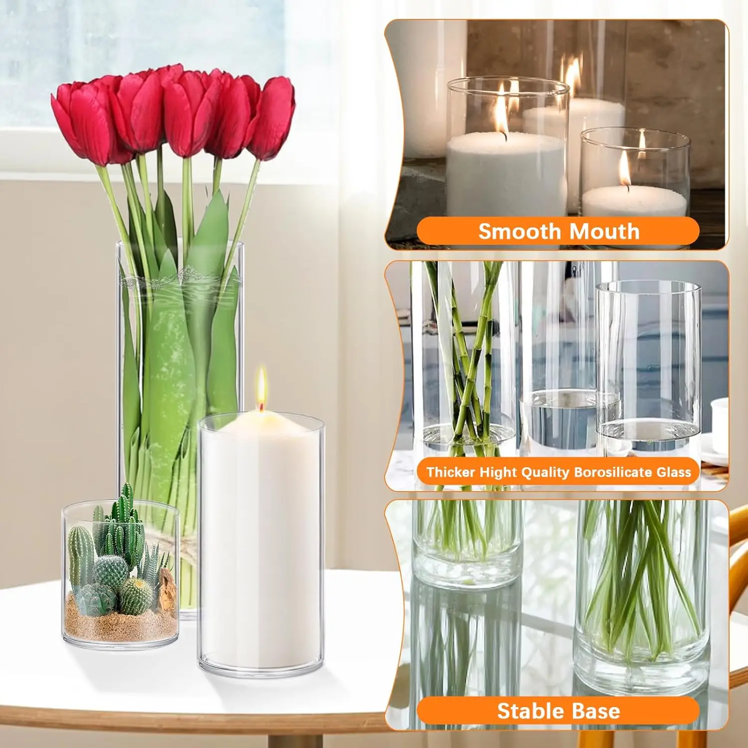 8 Pack Glass Cylinder Vases 4- - Centerpiece Vase Tall ulasan dan harga