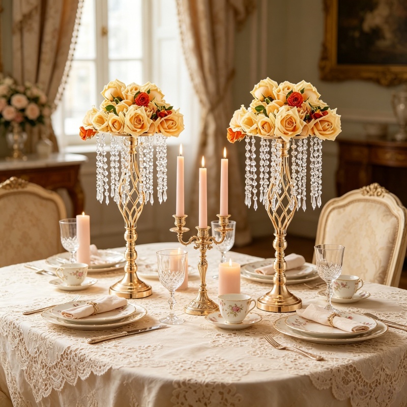 Elegant Tall Gold Crystal Flow - Centerpiece Vase Tall ulasan dan harga