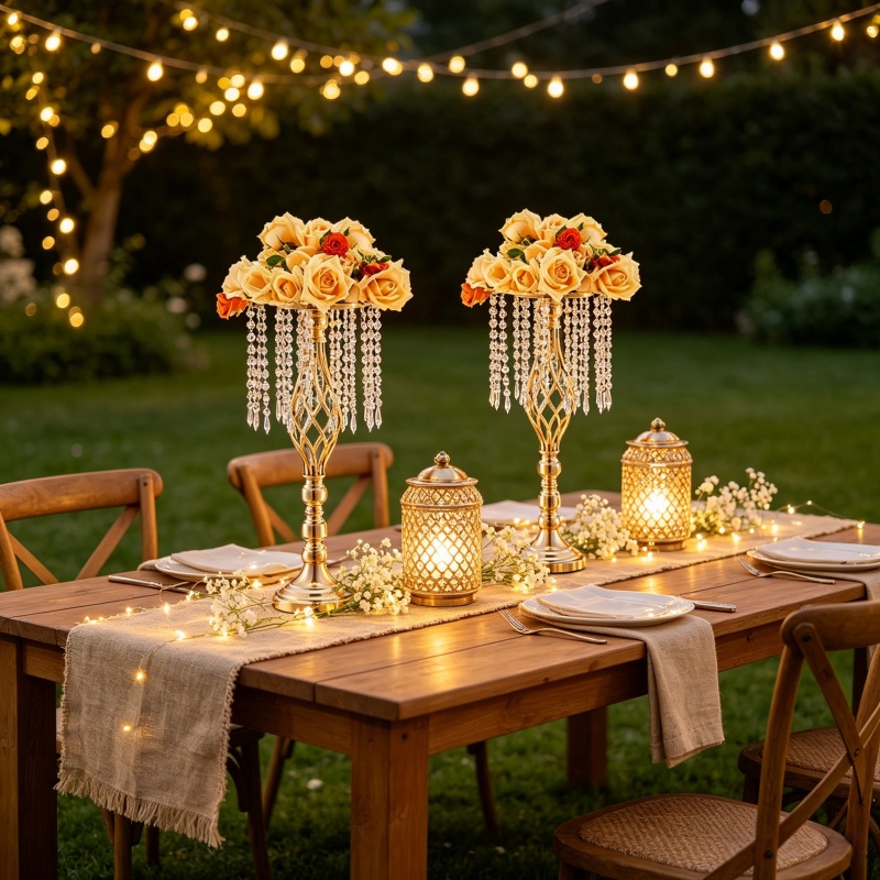 Elegant Tall Gold Crystal Flow - Centerpiece Vase Tall ulasan dan harga