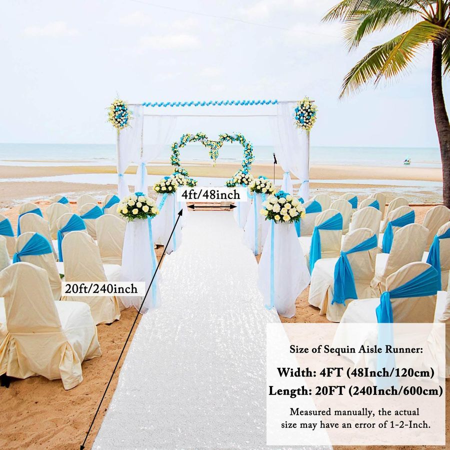 Sequin Aisle Floor Runner 4Ft  - Aisle Runner White ulasan dan harga