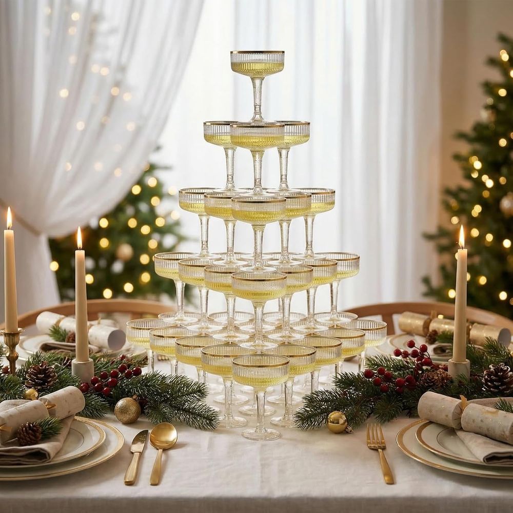 Champagne Tower 7 oz Plastic C - Champagne Tower Set ulasan dan harga