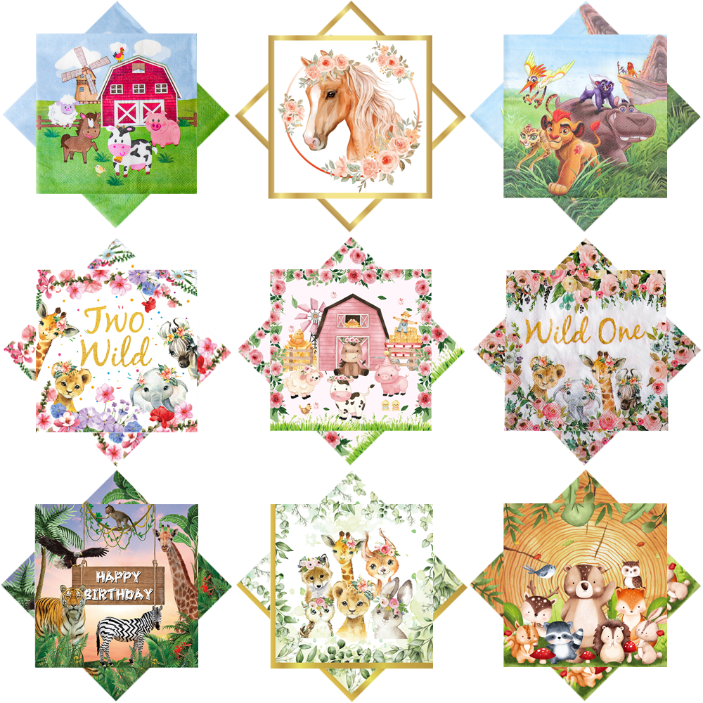 20/40pcs Cartoon Animal Farm N - Wedding Zoo ulasan dan harga