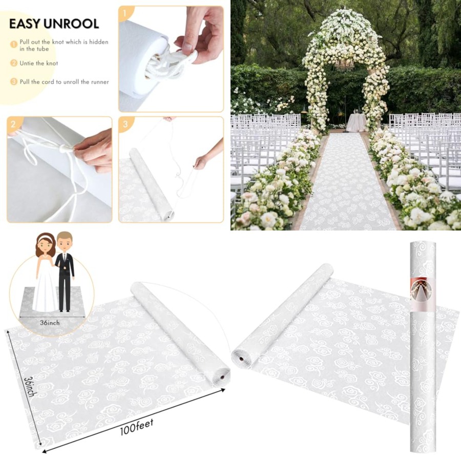 Thickened Aisle Runner for Wed - Aisle Runner White ulasan dan harga
