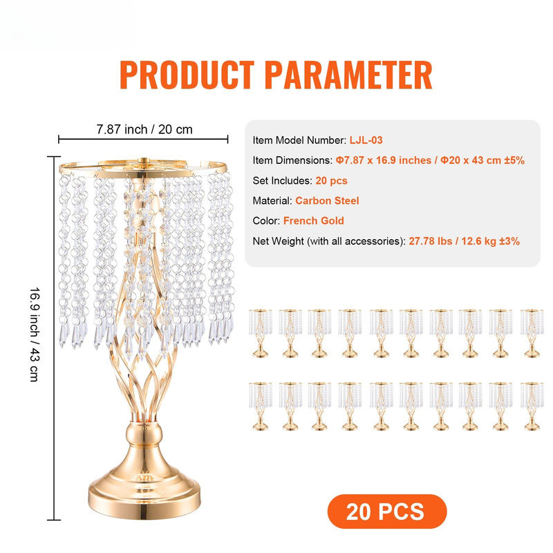 20PCS 43cm/16.9” Tall Crystal  - Centerpiece Vase Tall ulasan dan harga