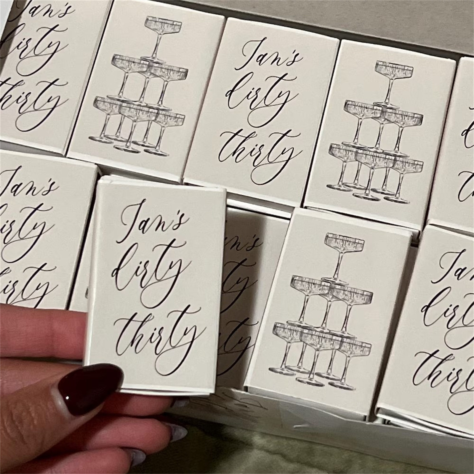 Personalized Matchboxes SET OF - Champagne Tower Set ulasan dan harga
