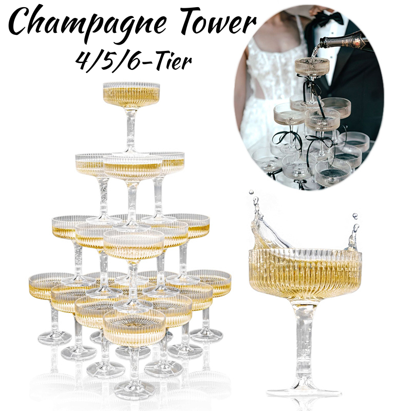 4-6Tier 7oz Plastic Champagne  - Champagne Tower Set ulasan dan harga