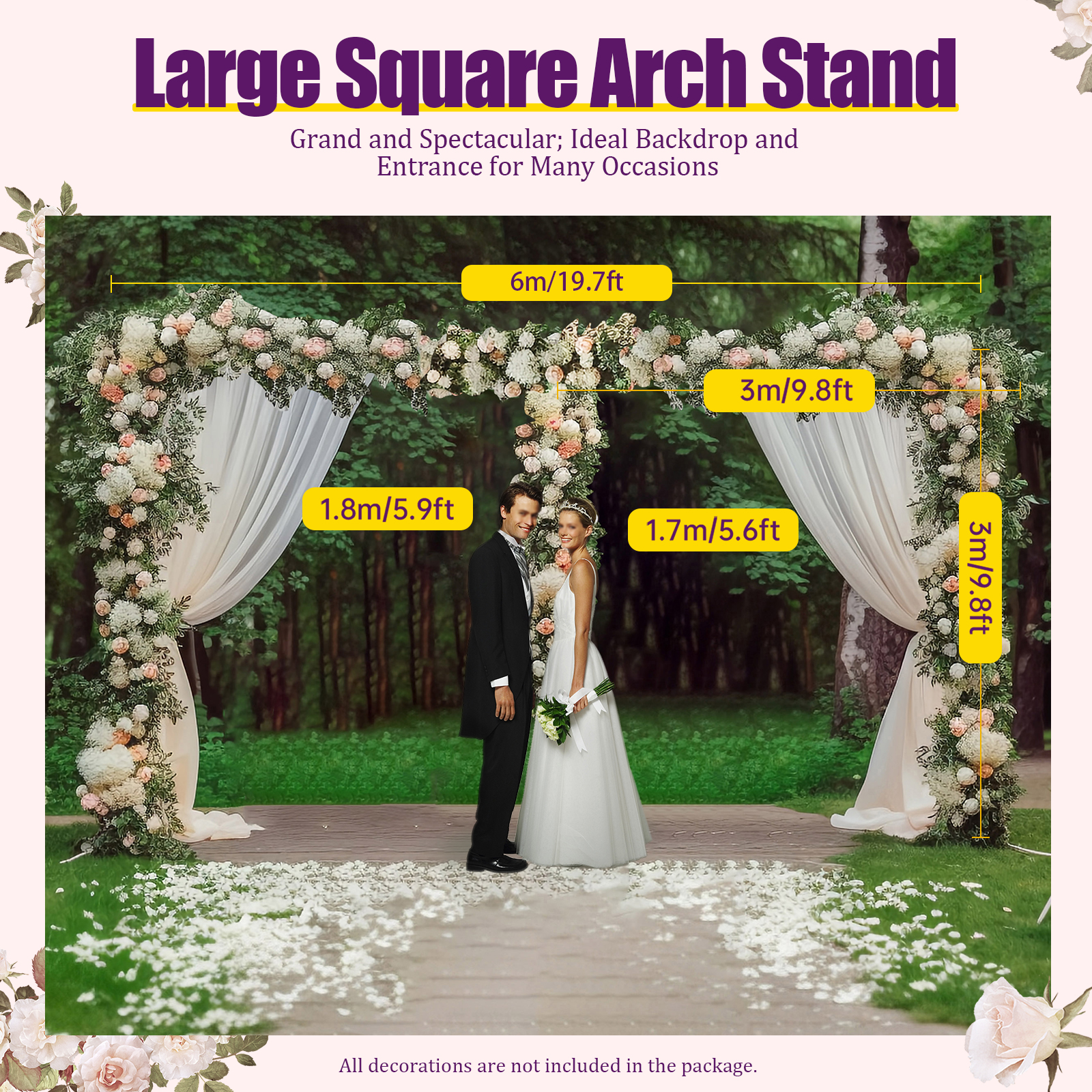 3x6m/10x20ft Metal Wedding Arc - Wedding Balloon Arch ulasan dan harga