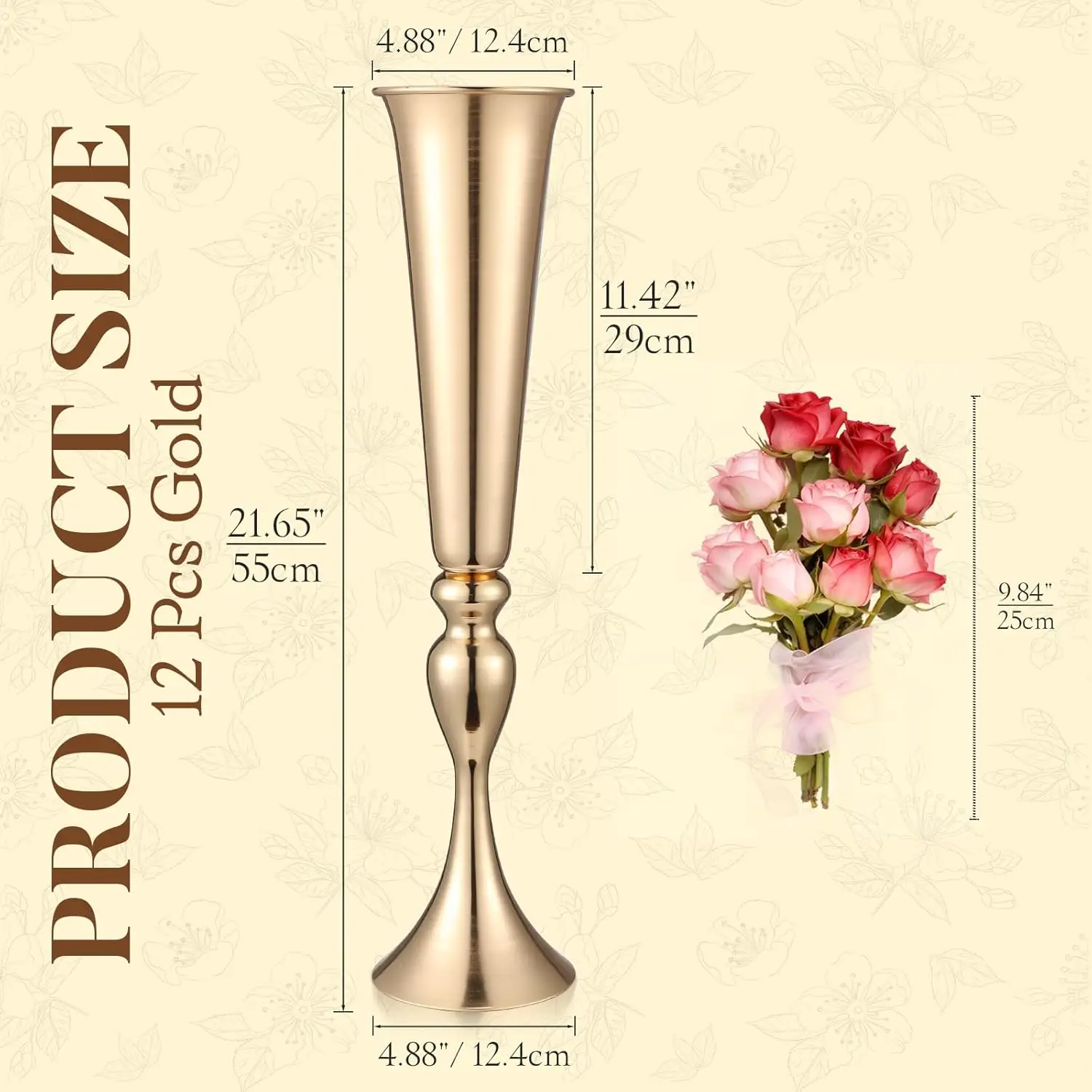 Bestseller12 Pcs Tall Gold Tru - Centerpiece Vase Tall ulasan dan harga