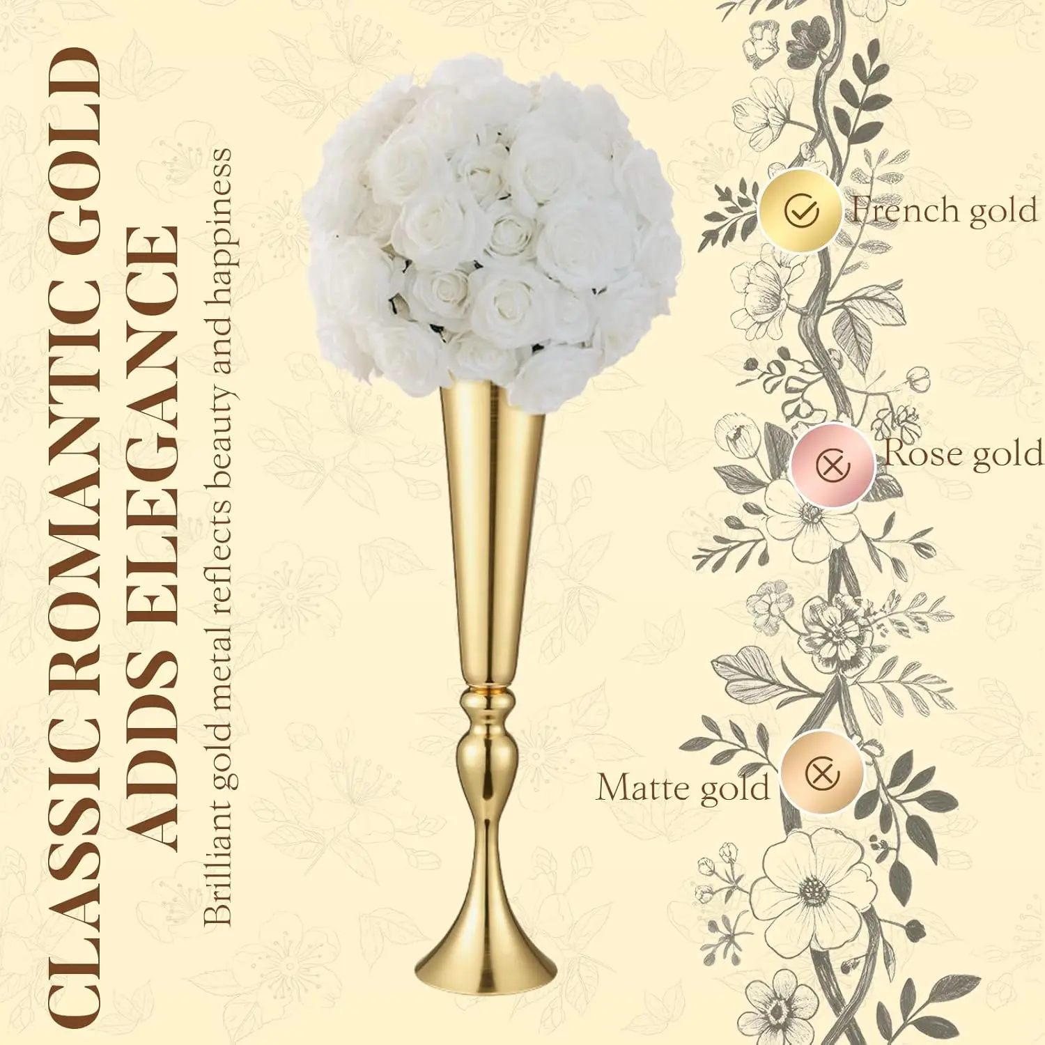 Bestseller12 Pcs Tall Gold Tru - Centerpiece Vase Tall ulasan dan harga