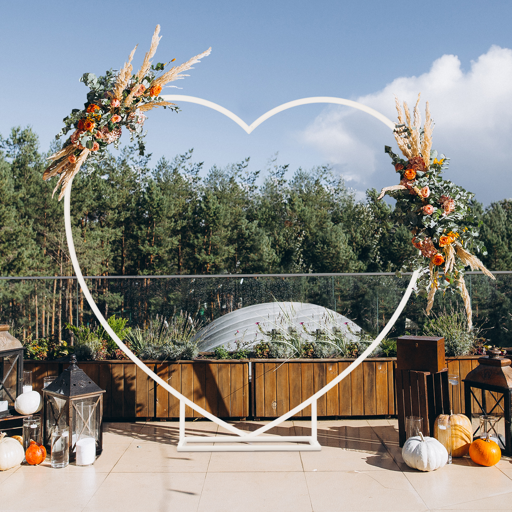 Heart Shaped White Metal Ballo - Wedding Balloon Arch ulasan dan harga