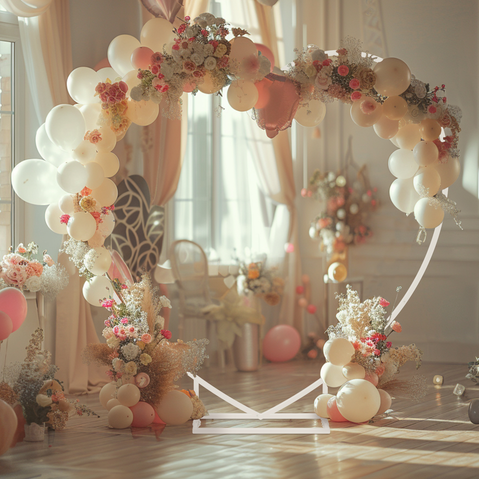 Heart Shaped White Metal Ballo - Wedding Balloon Arch ulasan dan harga