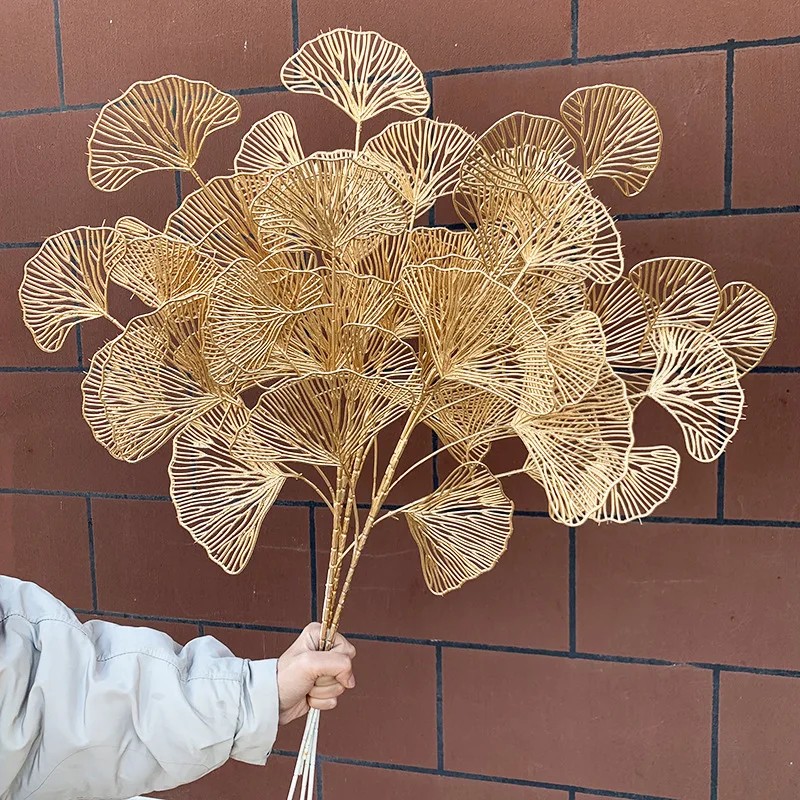 5PC Artificial Gold Ginkgo Euc - Wedding Arch Flower ulasan dan harga