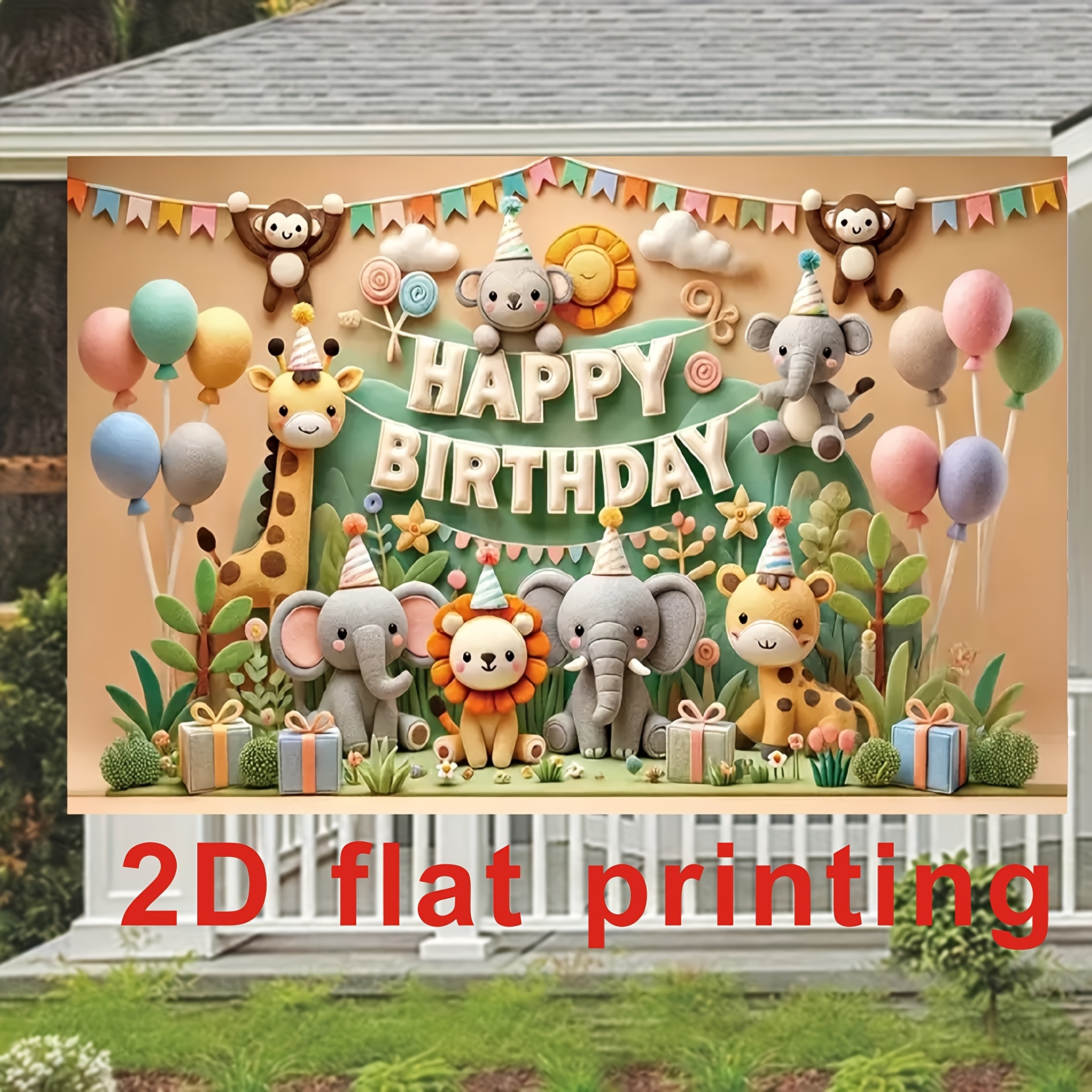 2D printing background 1 piece - Wedding Zoo ulasan dan harga
