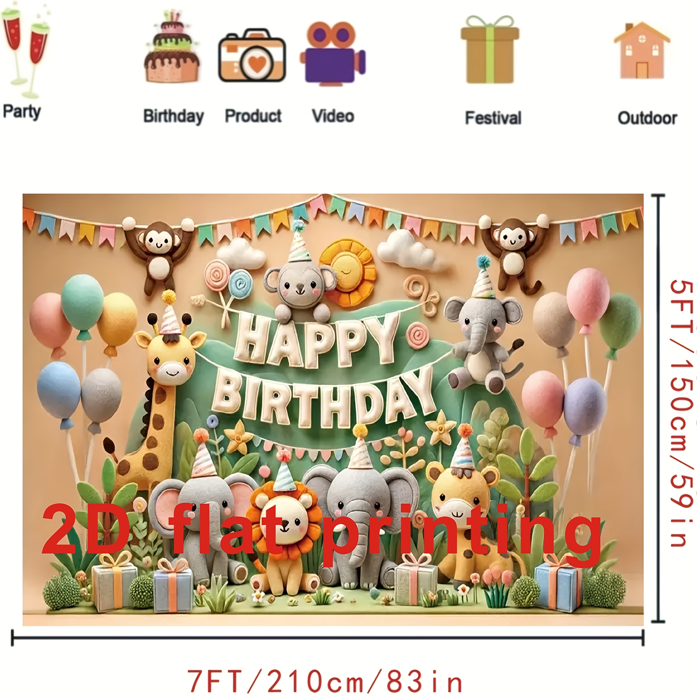2D printing background 1 piece - Wedding Zoo ulasan dan harga
