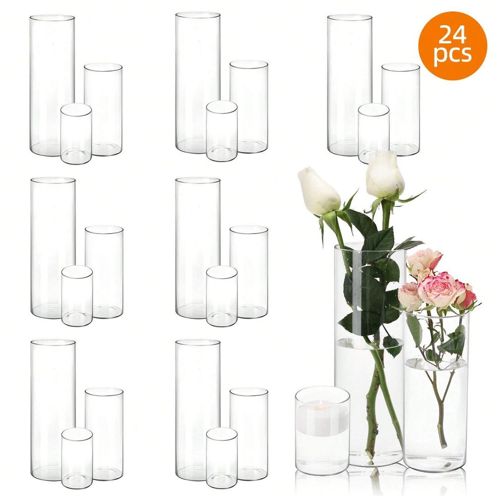 18 24pcs Clear Glass Cylinder  - Centerpiece Vase Tall ulasan dan harga