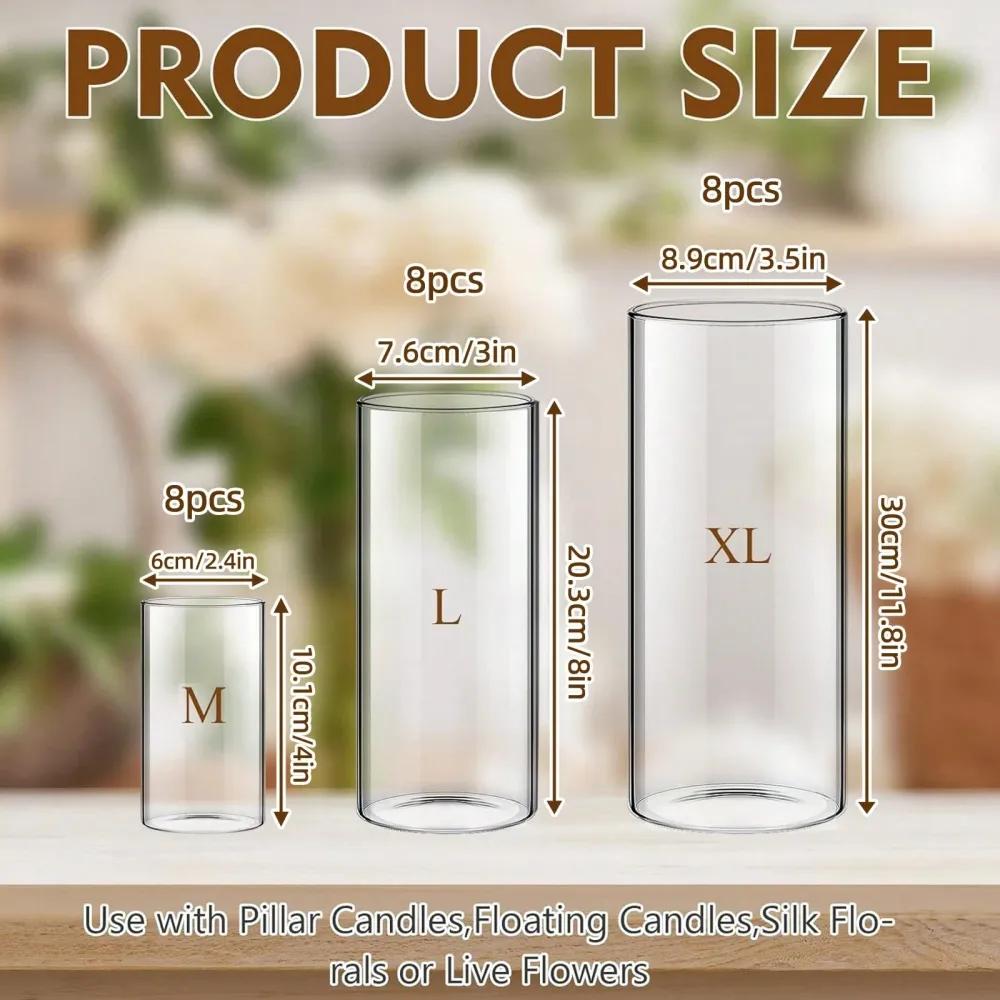 18 24pcs Clear Glass Cylinder  - Centerpiece Vase Tall ulasan dan harga