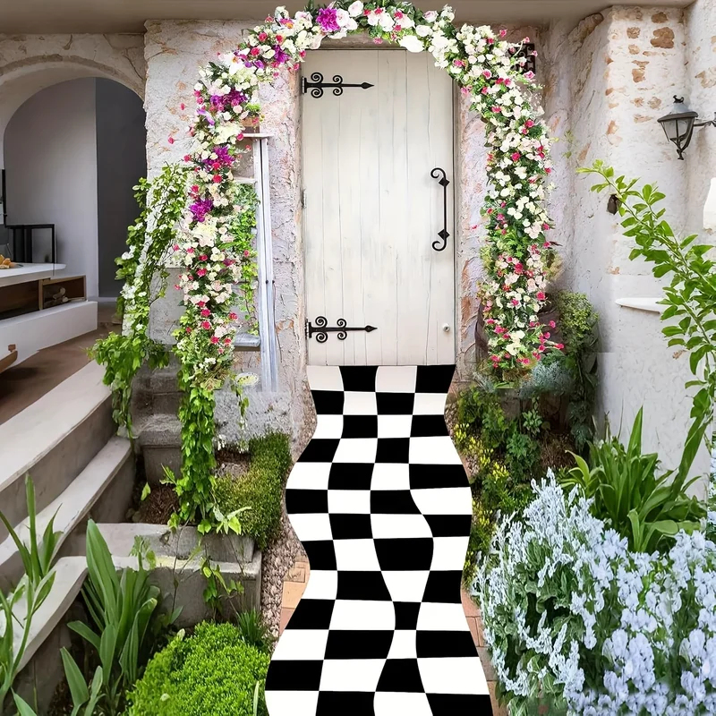 VIKAMA Black White Checkered R - Aisle Runner White ulasan dan harga