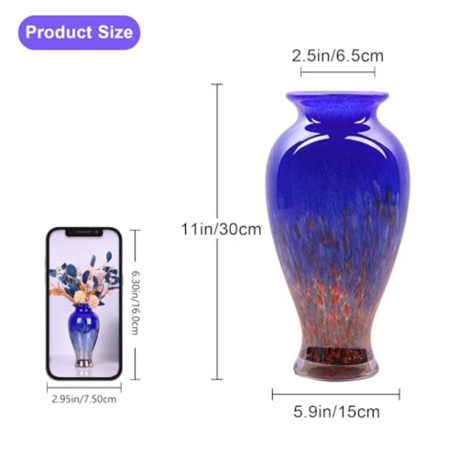 H Blown Glass Vase 11.8